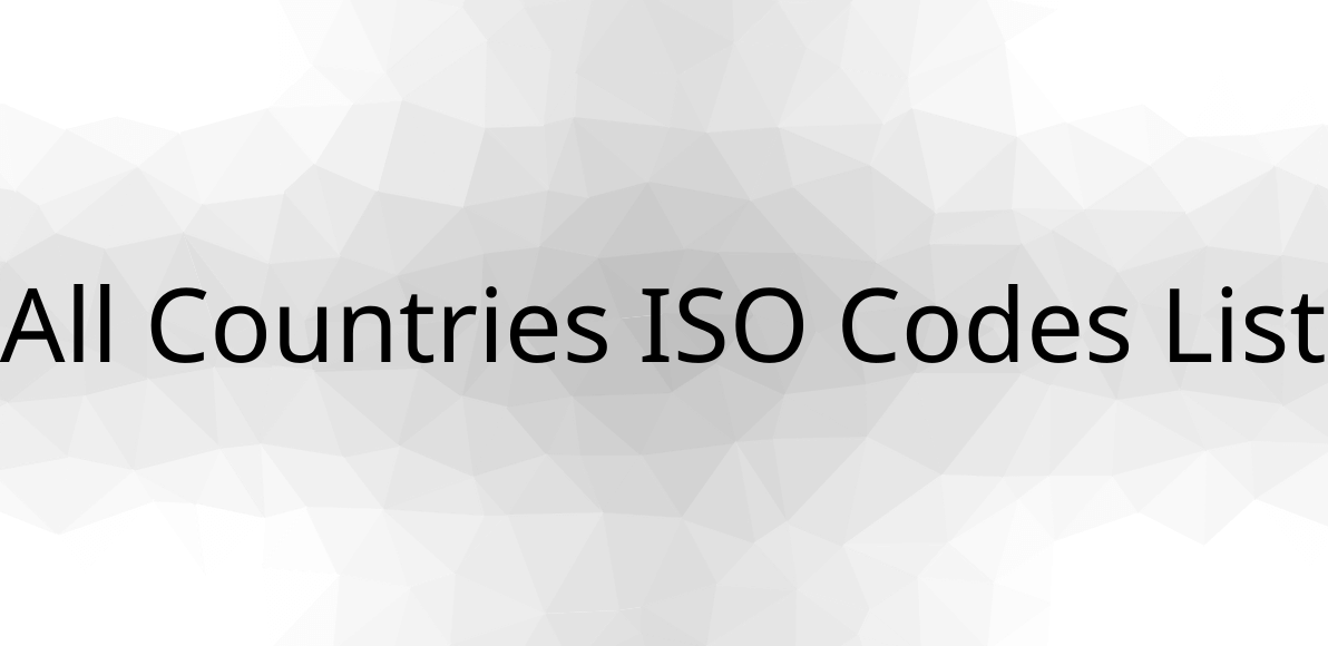 All Countries ISO Code List